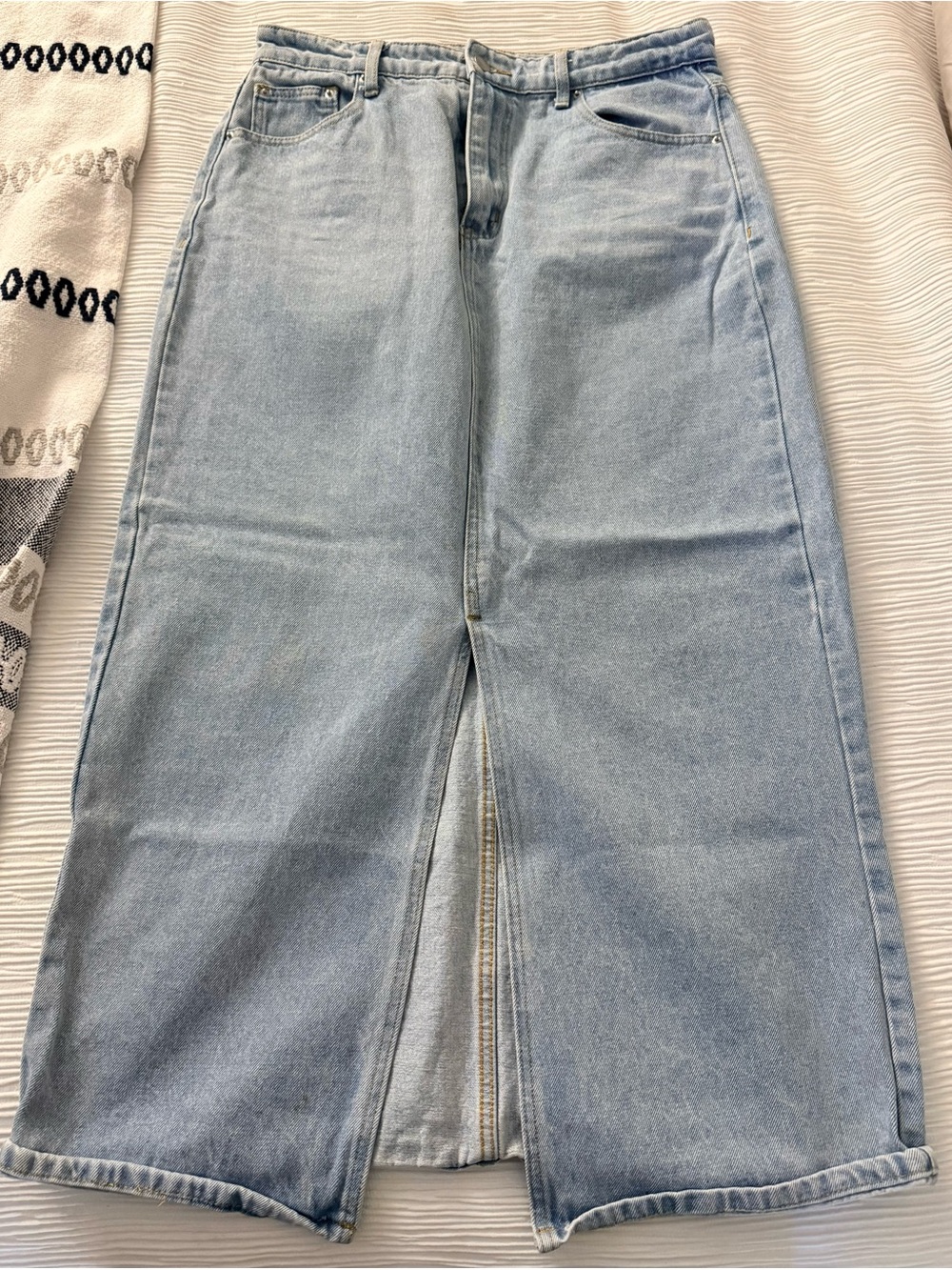 SHEIN Light Blue Wide-Leg Denim Skirt-Style Jeans with Front Slit